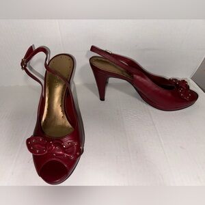Pretty Maroon Heels With Studded Bow (Michelle D.)